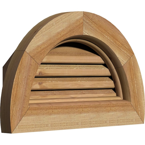 Half Round Gable Vent Functional, Western Red Cedar Gable Vent W/Brick Mould Face Frame, 36W X 18H